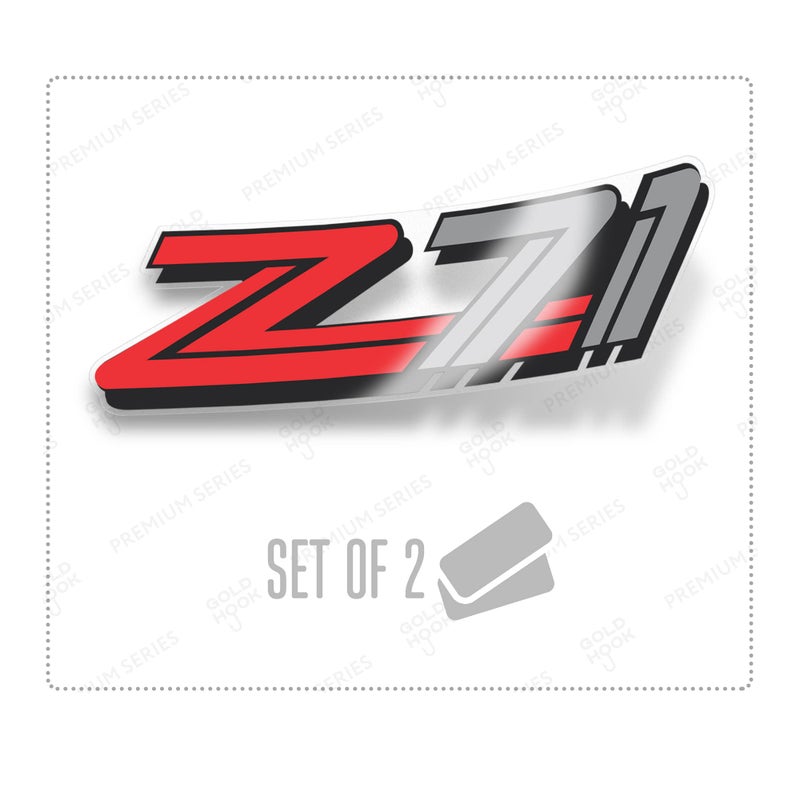 GOLD HOOK Z71 Decals Stickers Chevy Silverado GMC Sierra - F (1999-2000) Bed Side 1500 2500 HD (Set of 2) Premium Series (Metallic Finish) - Image 1